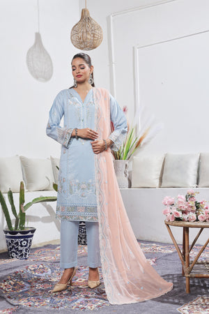 Dressline Launching New Stitched 3 Piece Emb  Self Lawn Jacquard Collection