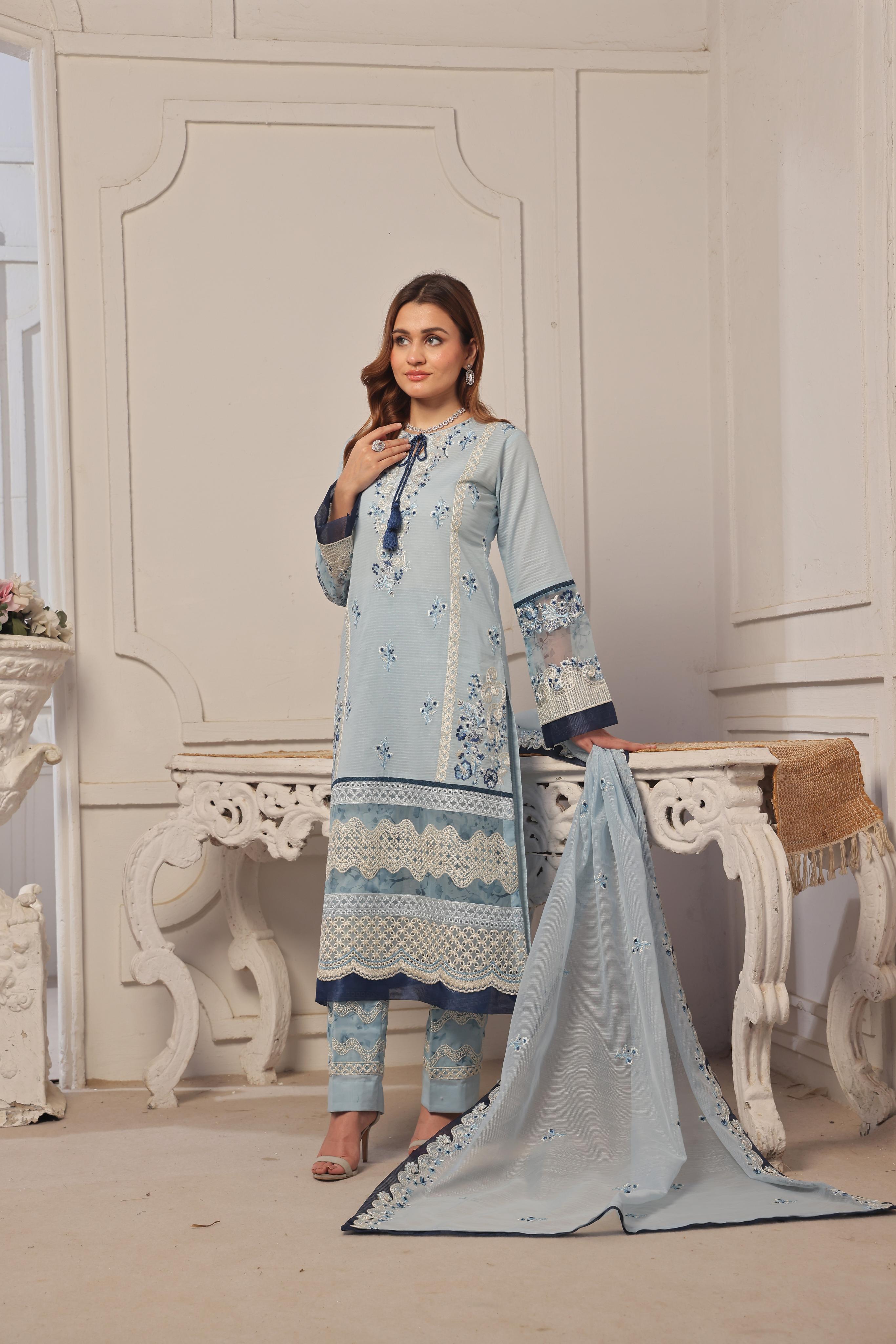Dressline Launching New Un Stitched 3 Pcs Emb With ChikankariLaser-Cut Lawn Collection