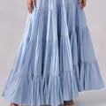 Ora Fashion Stitched Skirt Suit-Sky Tiered Skirt