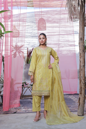 Dressline Stitched 3 Piece Luxury Emb Lawn Jacquard Collection