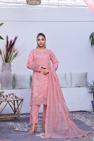 Dressline Stitched 3 Piece Luxury Emb Lawn Jacquard Collection