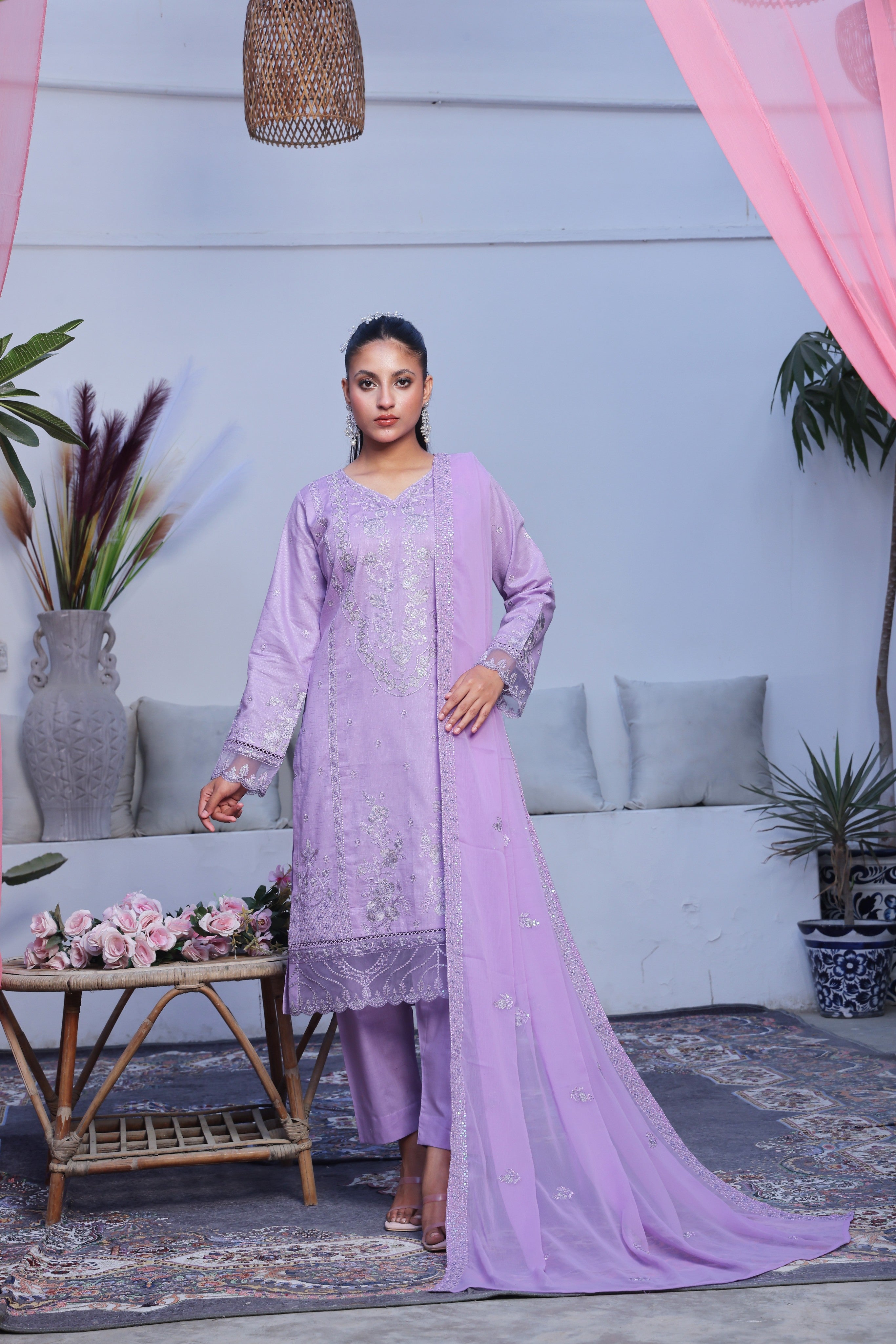 Dressline Stitched 3 Piece Luxury Emb Lawn Jacquard Collection