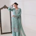 Amalya By Dressline Stitched 3 Piece Luxury Chiffon Formals Collection'2025-amalya-seagrn