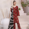 Feathers Unstitched 3 Piece Winter Collection-GLEAMING RUBY-FT295