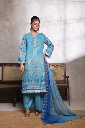 Dressline Salina Emb Sophistication Reimagined Unstitched Chikankari & Cutwork Bana Dora Lawn With Diamond Digital Dupatta & Dyed Cambric Trousers