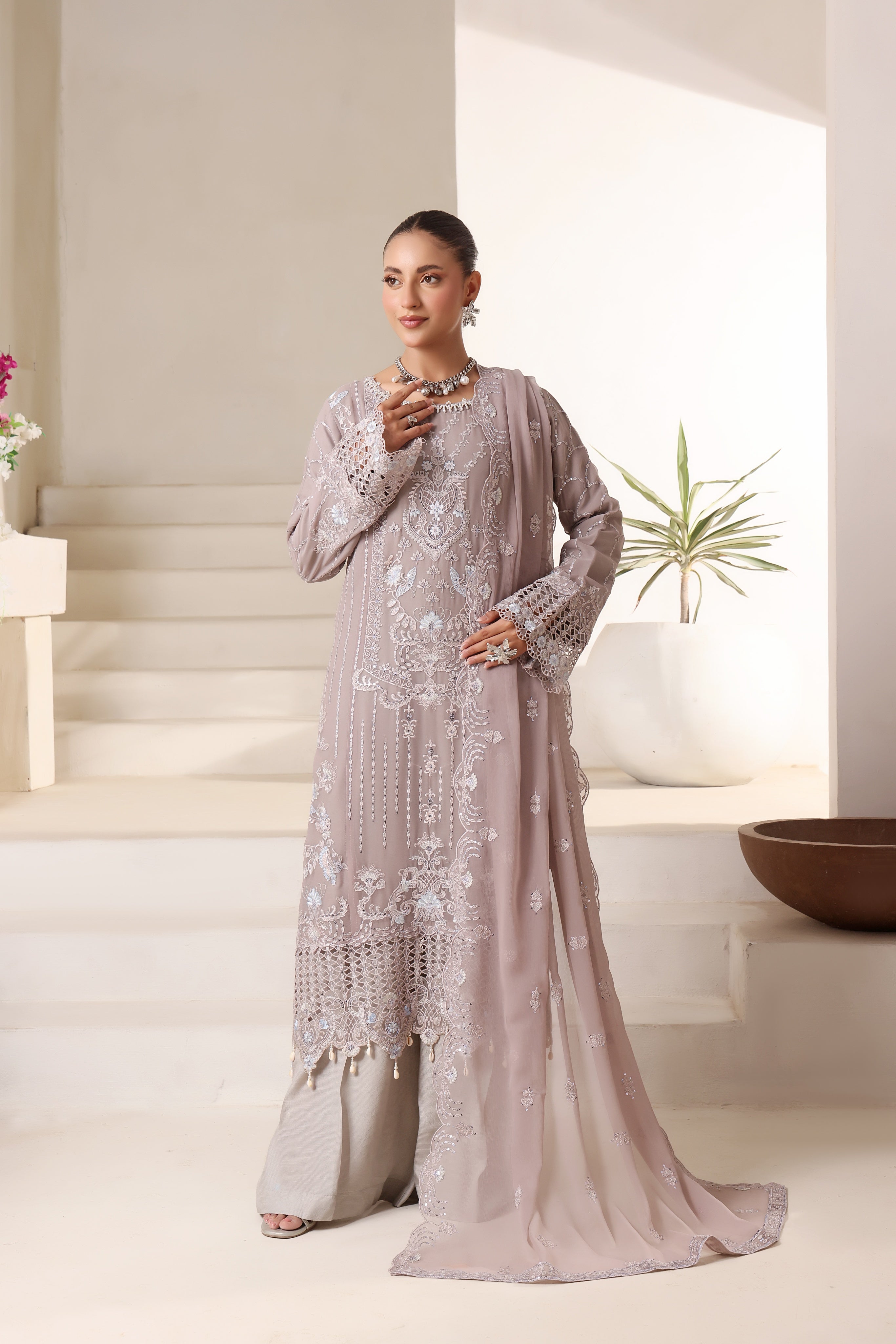 Samara By Dressline Semi Stitched 3 Piece Luxury Chiffon Formals Collection'2025-samara-semi-stitched-chiffon-LtPink