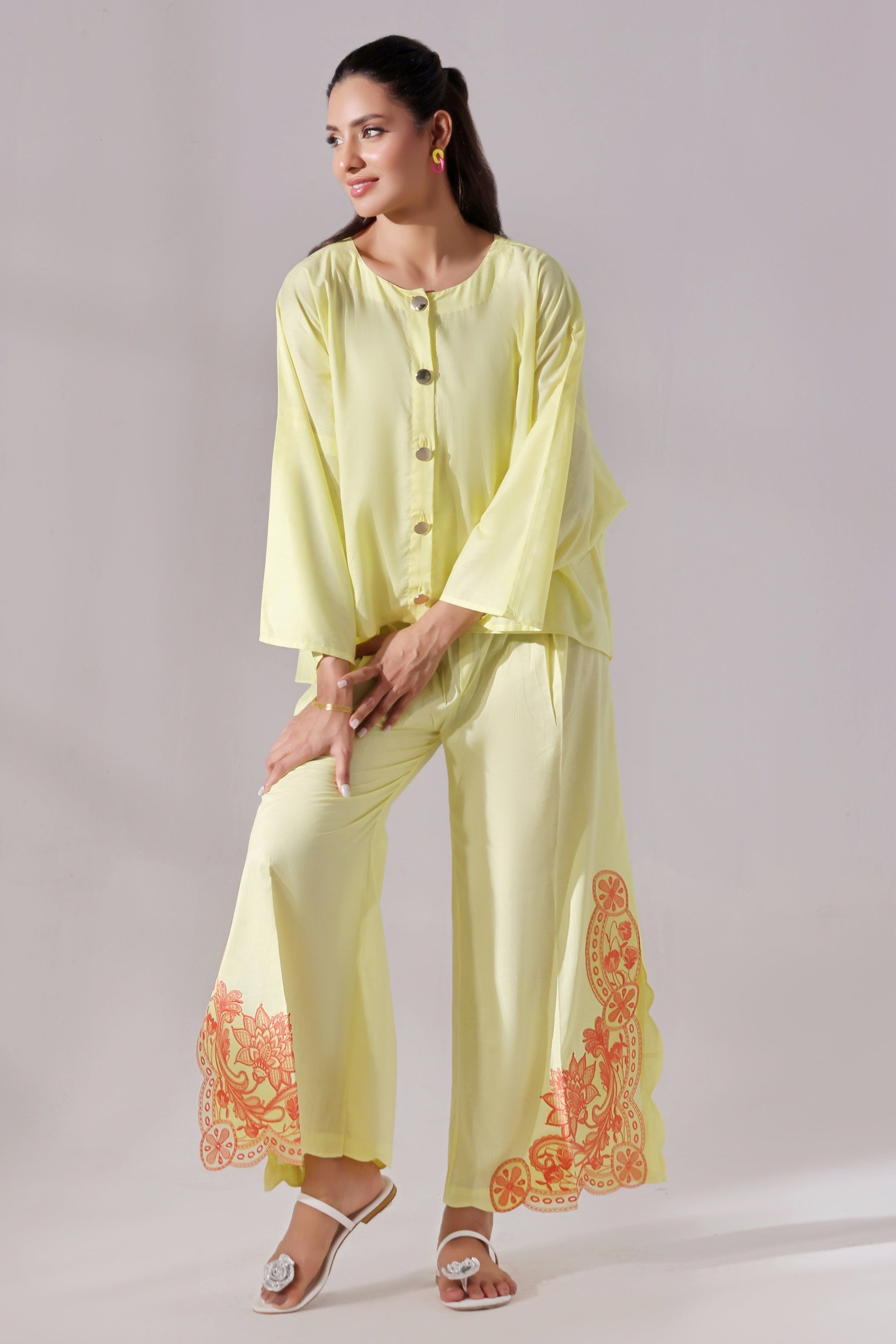 Ora Fashion Stitched 2 Piece Summer Suit-Jane Loose Fit Top & Pant