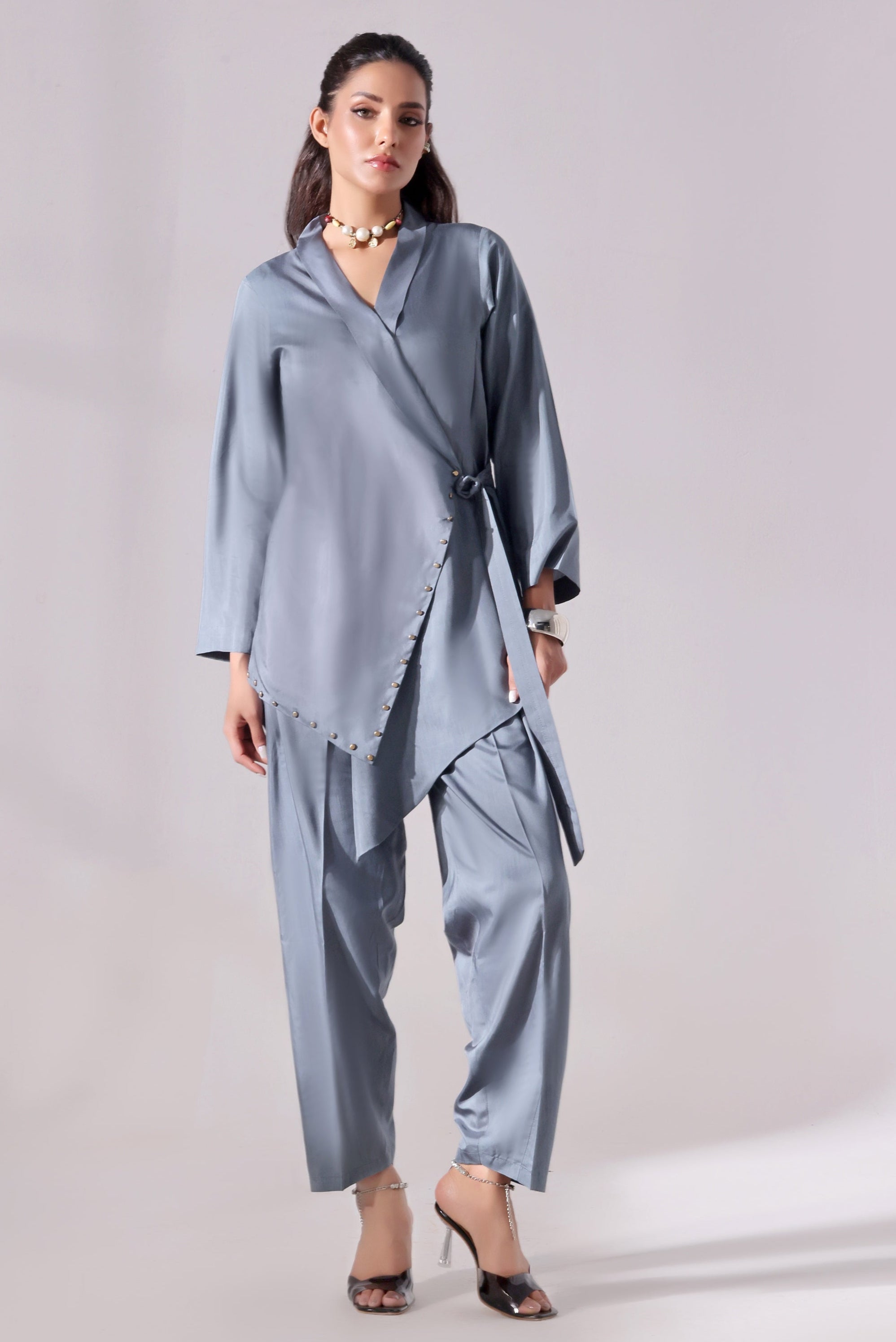 Ora Fashion Stitched 2 Piece Summer Suit-Ora Fashion Teal Dress