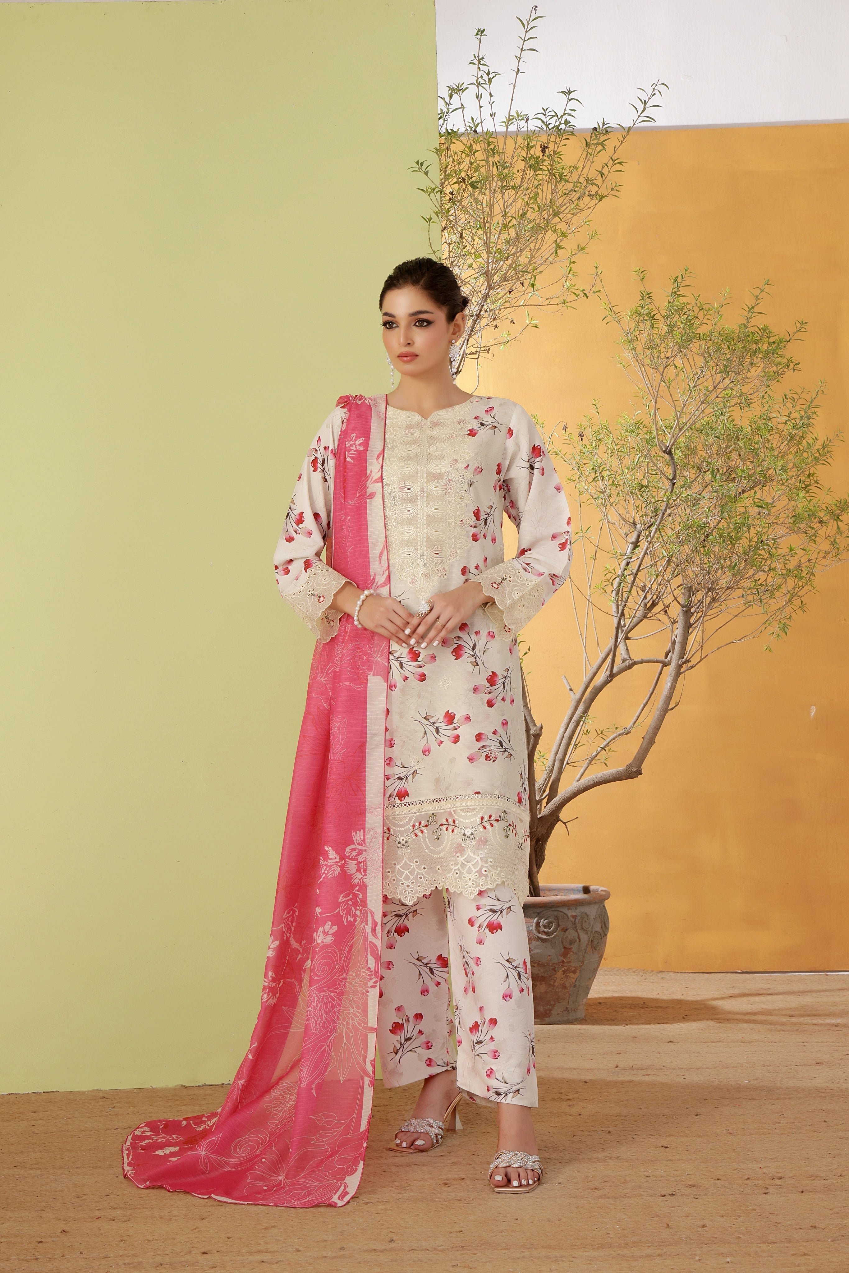 Dressline Noray Stitched 3 Piece Luxury Emb Pp Staple Collection