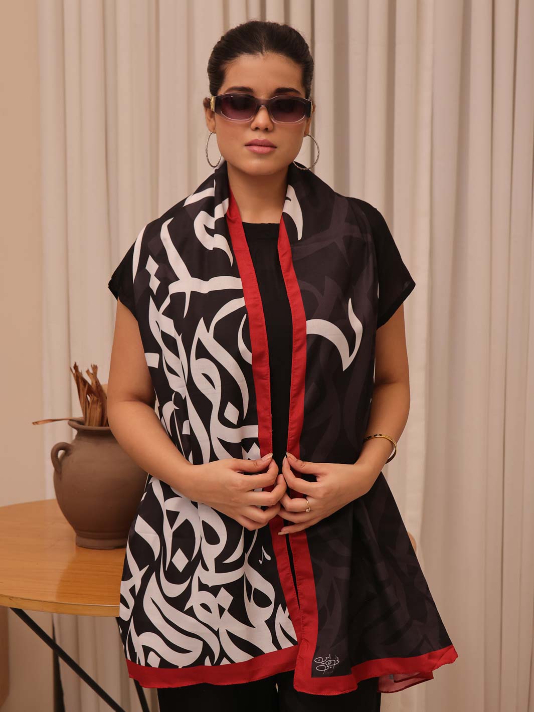 Tng By Md Stole Collection-Huroof Stole (Black)