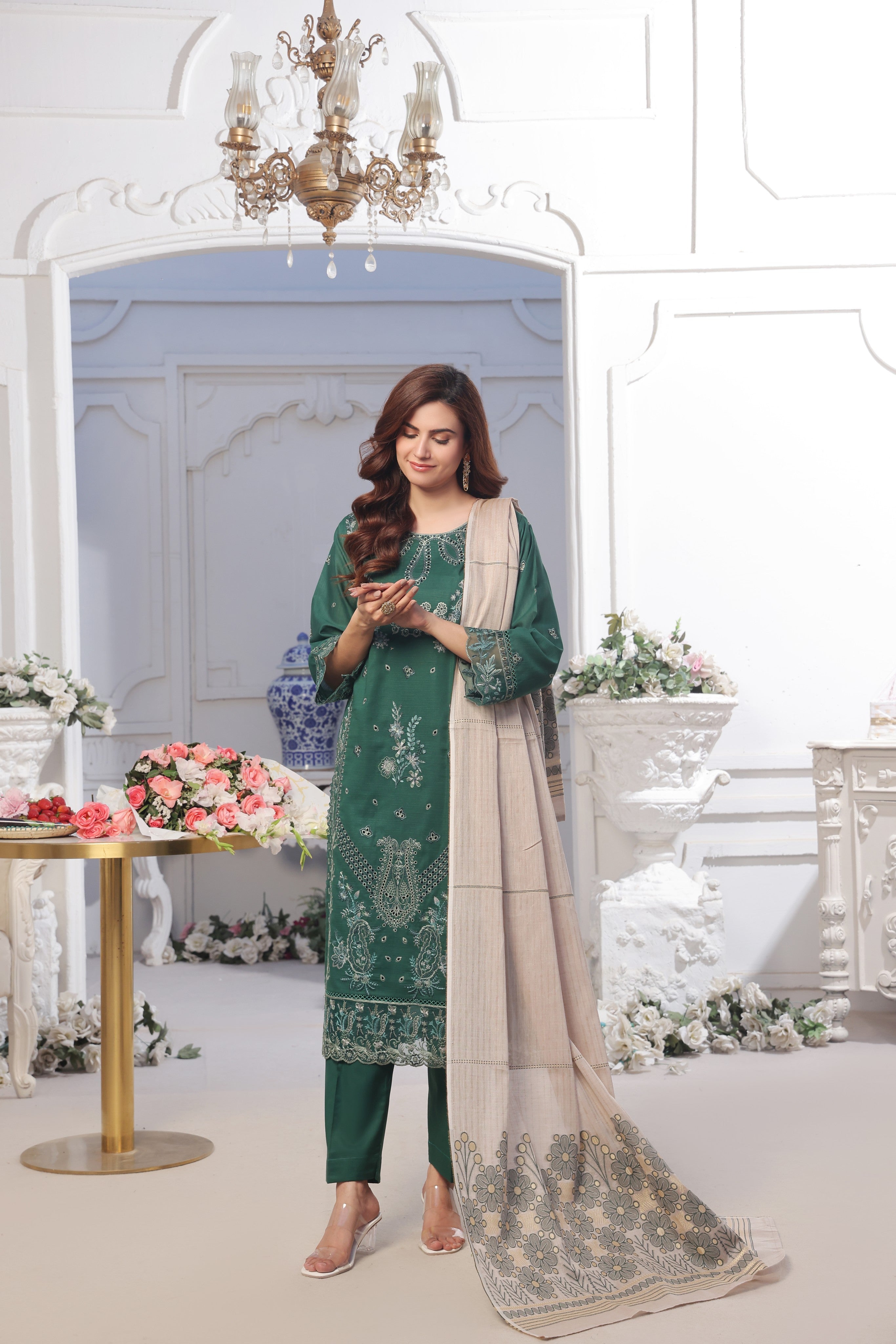Dressline Saffira UnStitched 3 Piece Premium Emb ChikankariSlub Lawn Collection
