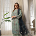 Dressline Lunching New 3 Piece Semi Stitched Luxury Emb ChikankariWith Boring Work Chiffon Collection