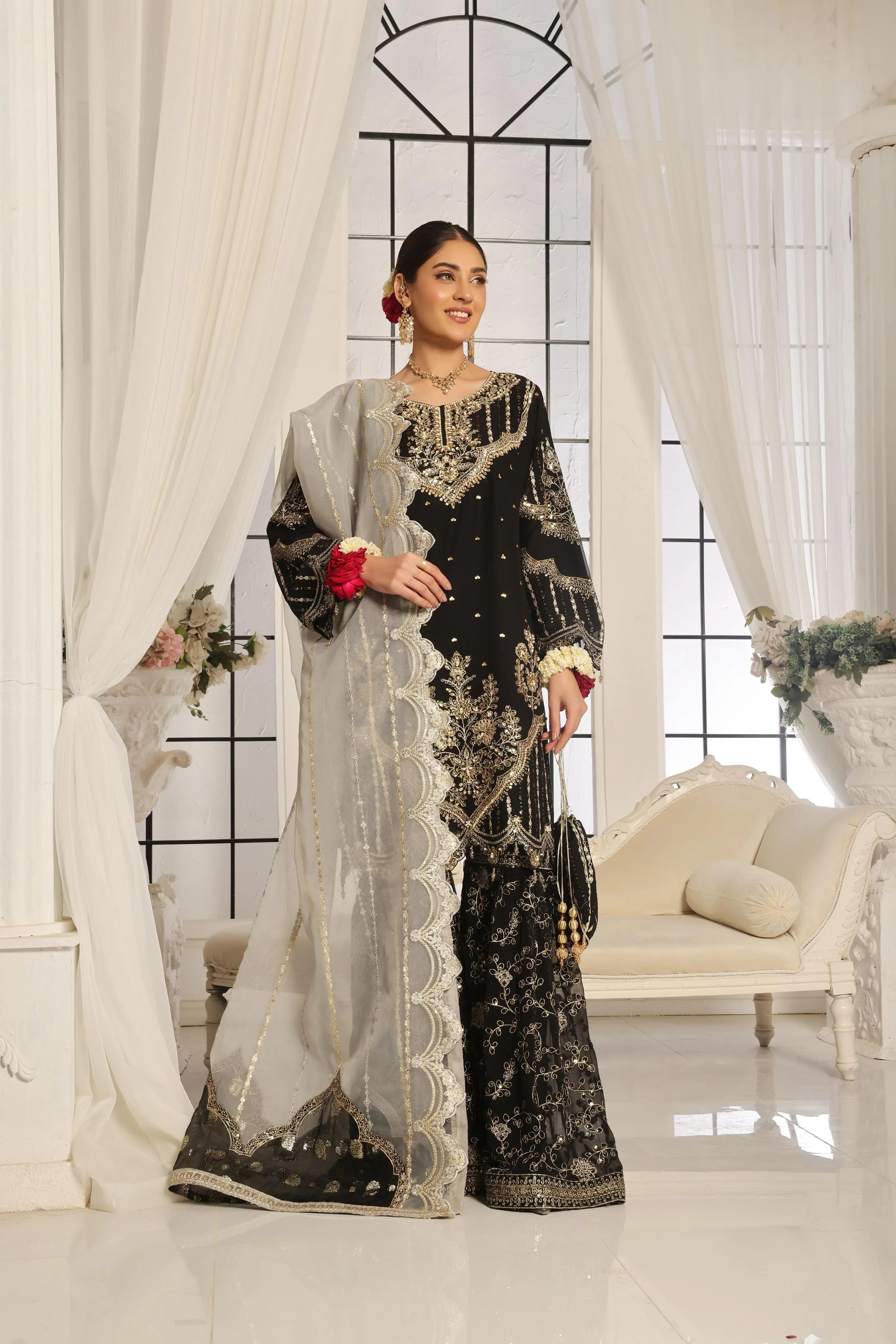 Dressline New Semi Stitched Luxury Emb Chiffon Gharara Collection