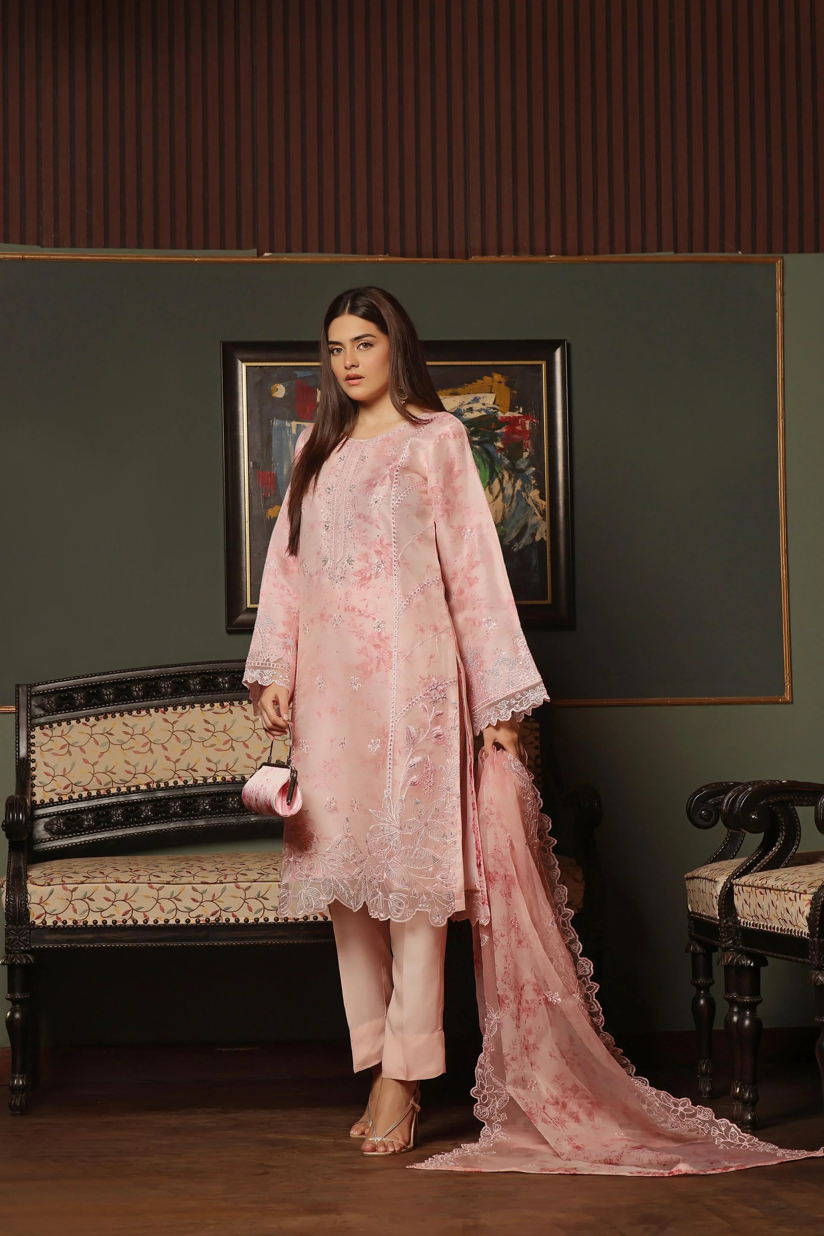 Dressline Sharjeena (Light)- Semi Stitched 3 Piece Emb Luxury Organza Collection