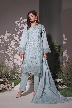 Dressline UnStitched 3 Piece Premium Heavy Chikankari & Laserkari Emb Bana Dora Lawn Collection