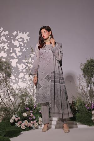Dressline UnStitched 3 Piece Premium Heavy Chikankari & Laserkari Emb Bana Dora Lawn Collection