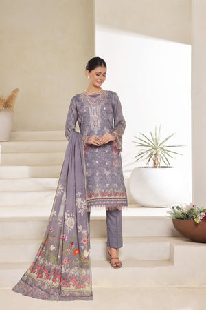 Dressline Nirmal Unstitched 3 Piece Premium Heavy Chikankari Pallu Emb Bana Dora Digital Printed Lawn Collection