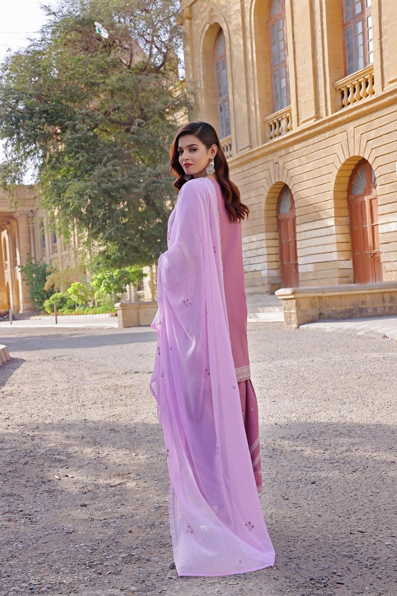 Dressline Basant Stitched Luxury Emb Banadora Lawn Collection With Chiffon Dupatta & Emb Cotton Trousers