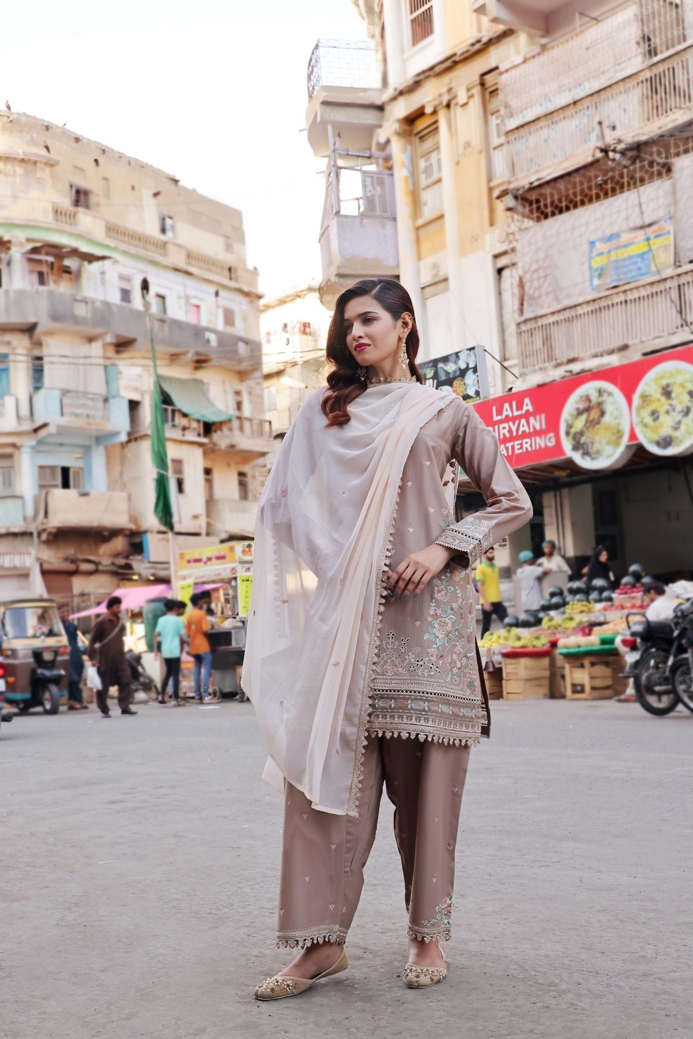 Dressline Basant Stitched Luxury Emb Banadora Lawn Collection With Chiffon Dupatta & Emb Cotton Trousers
