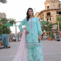 Dressline Basant Stitched Luxury Emb Banadora Lawn Collection With Chiffon Dupatta & Emb Cotton Trousers