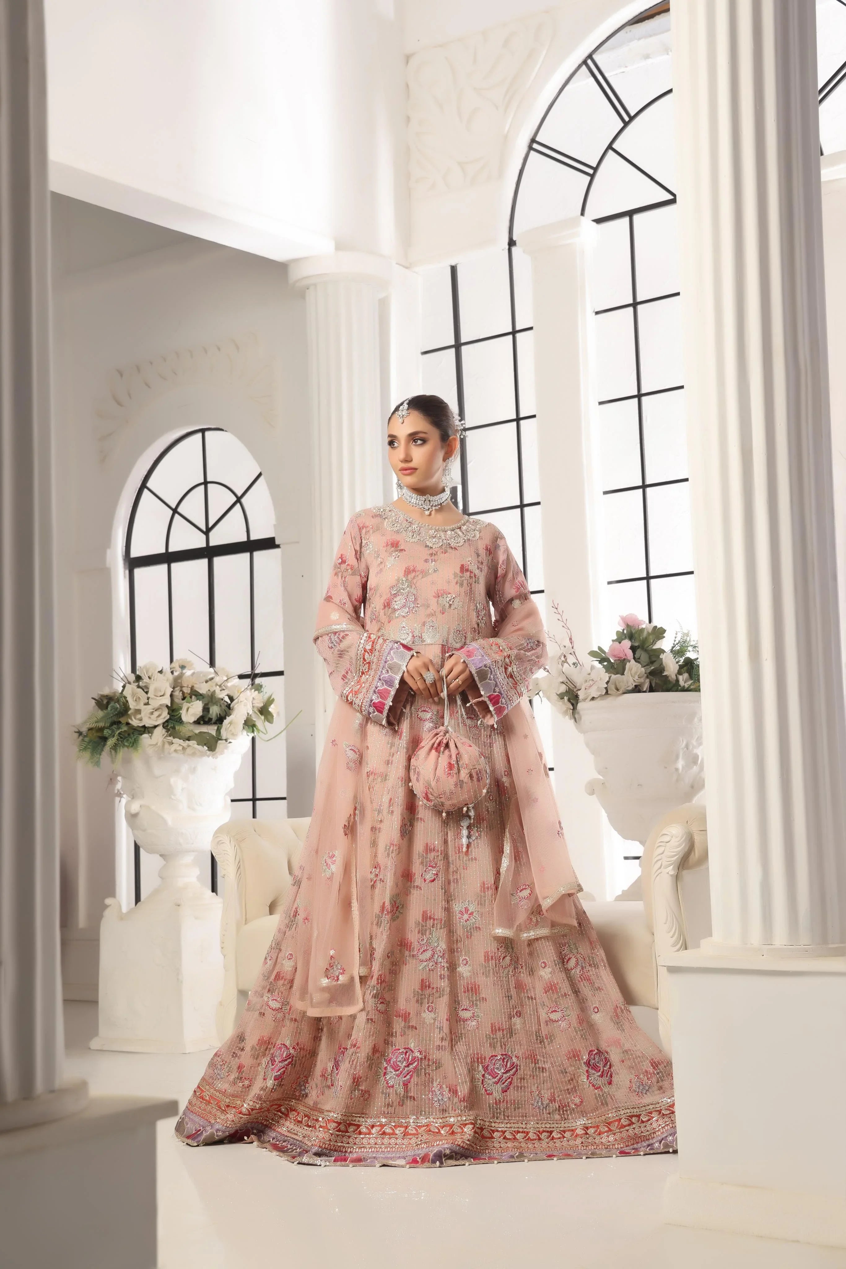 Dressline New Semi Stitched 3 Pc Luxury Emb Maxi Collection