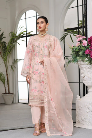 Dressline Semi Stitched 3 Pc Emb Luxury Organza Clutches Collection