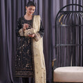 Orchid By Dressline Semi Stitched 3 Piece Formals With Complimentary Clutch Collection'2025-orchid-semi-stitched-black-champagne