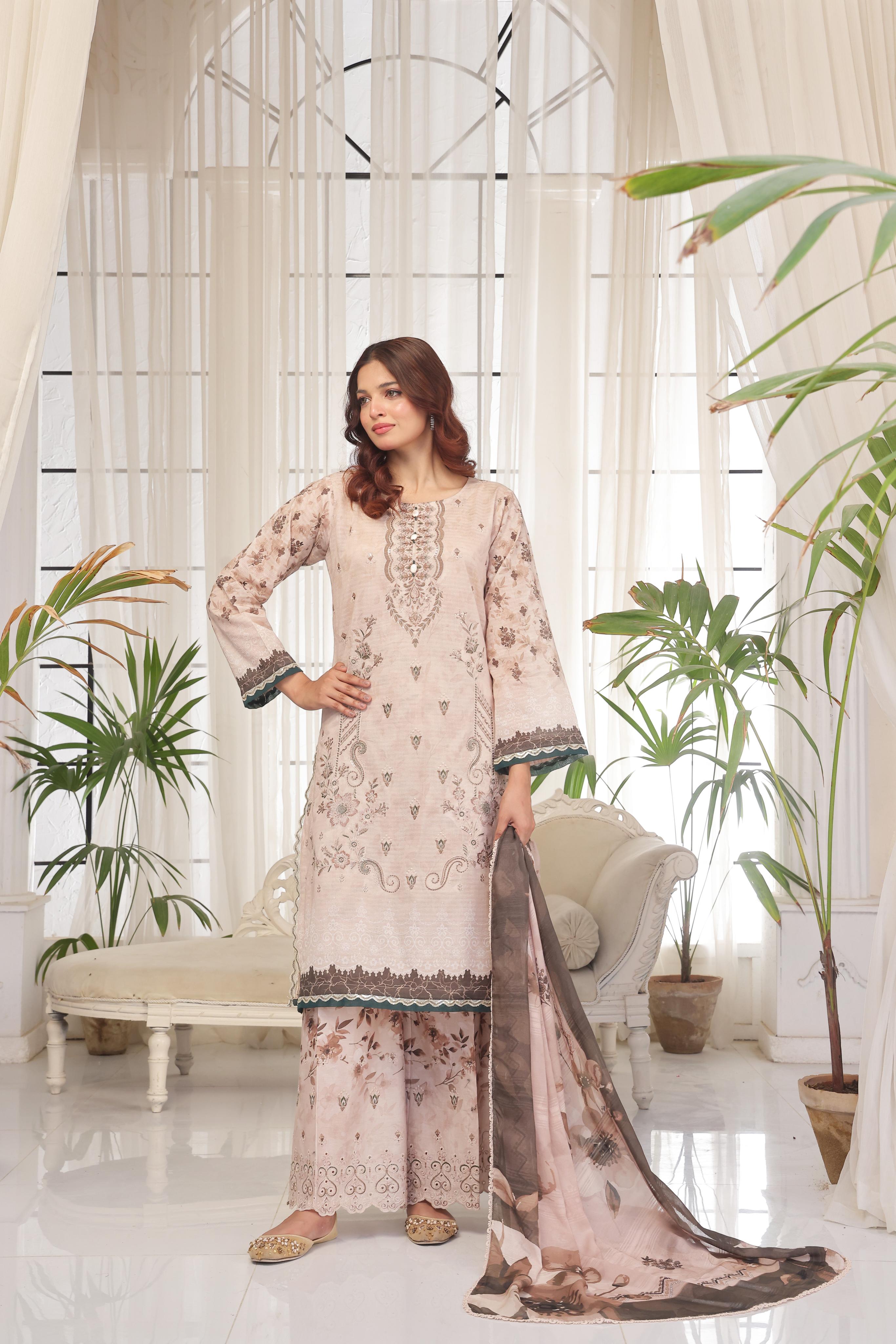 Dressline Launching New Unstitched 3 Pcs Premium Chikankari Bana Dora Digital Printed Lawn Collection