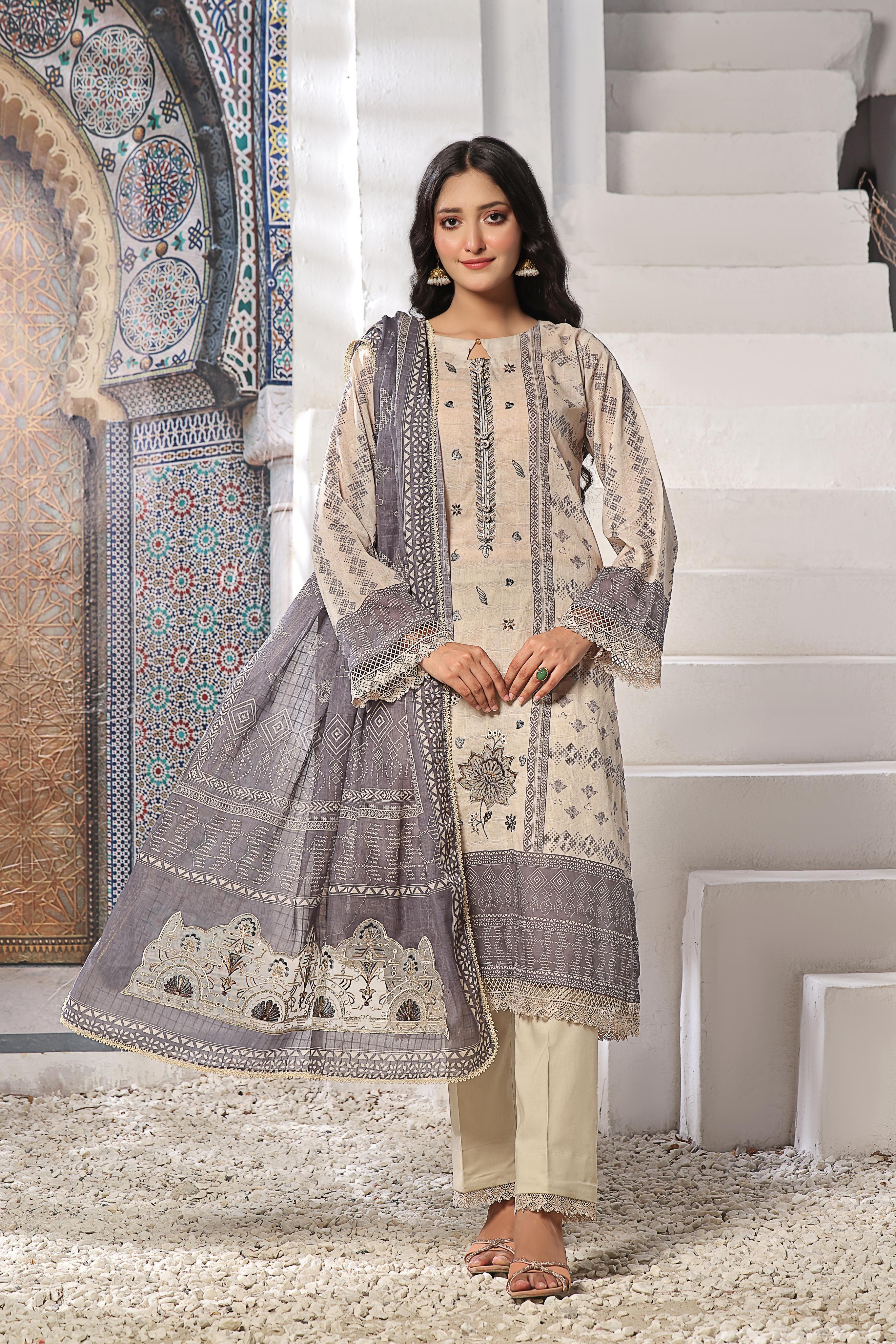 Dressline Un Stitched 3 Pcs Emb Laserkari Digital Printed Lawn Collection