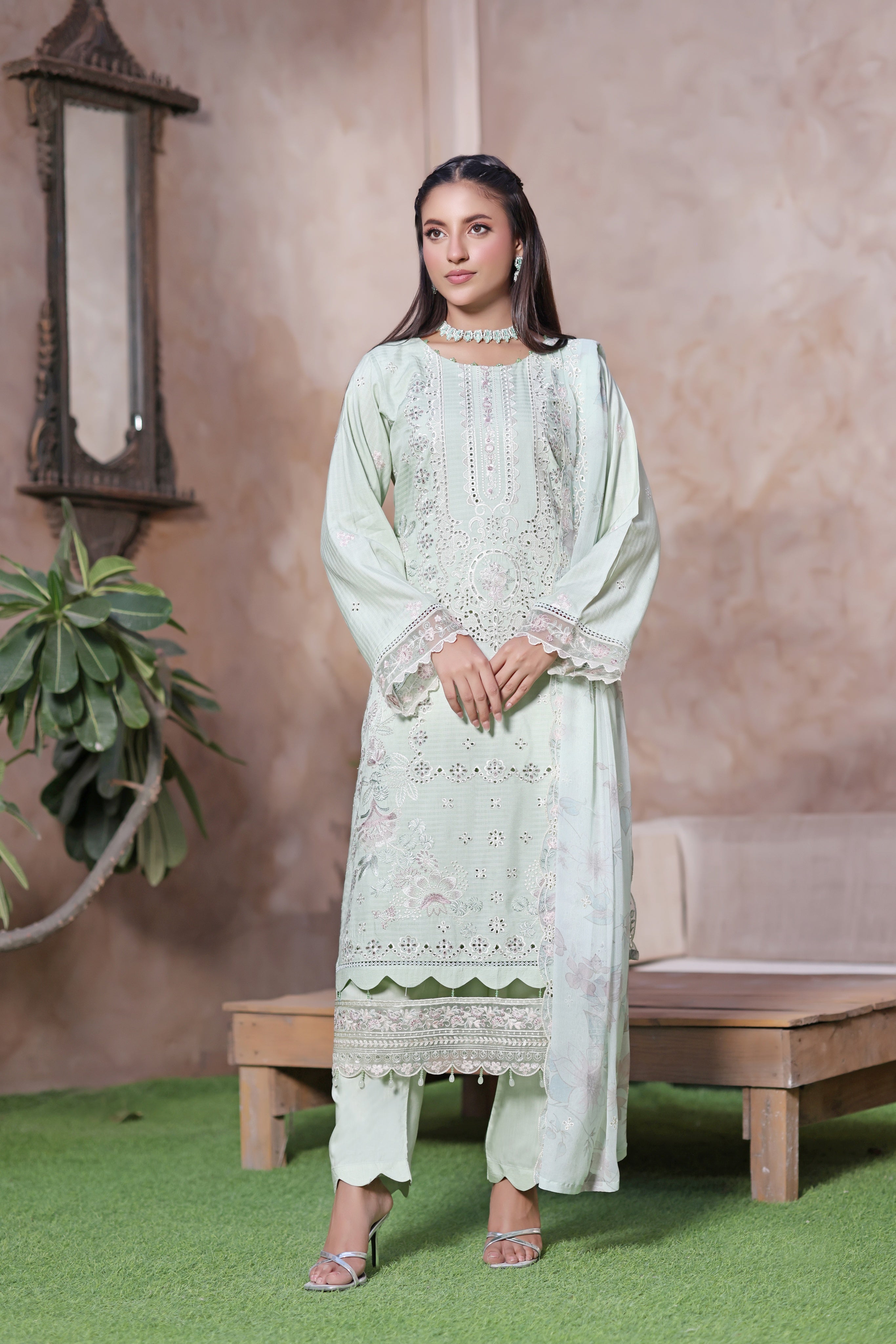 Anaya By Dressline Semi Stitched 3 Piece Formals Collection'2025-anaya-Green
