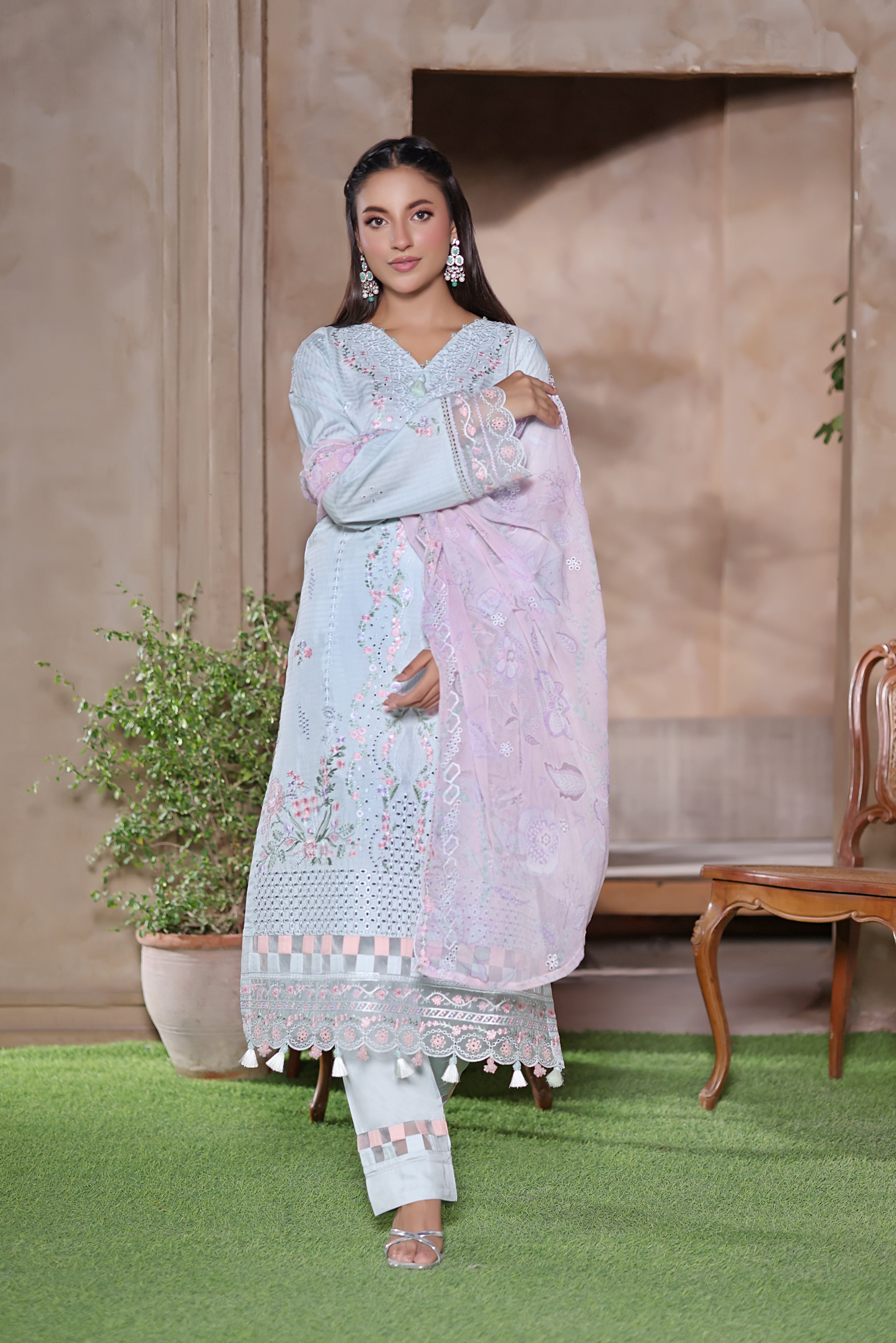 Anaya By Dressline Semi Stitched 3 Piece Formals Collection'2025-anaya-BluPnk