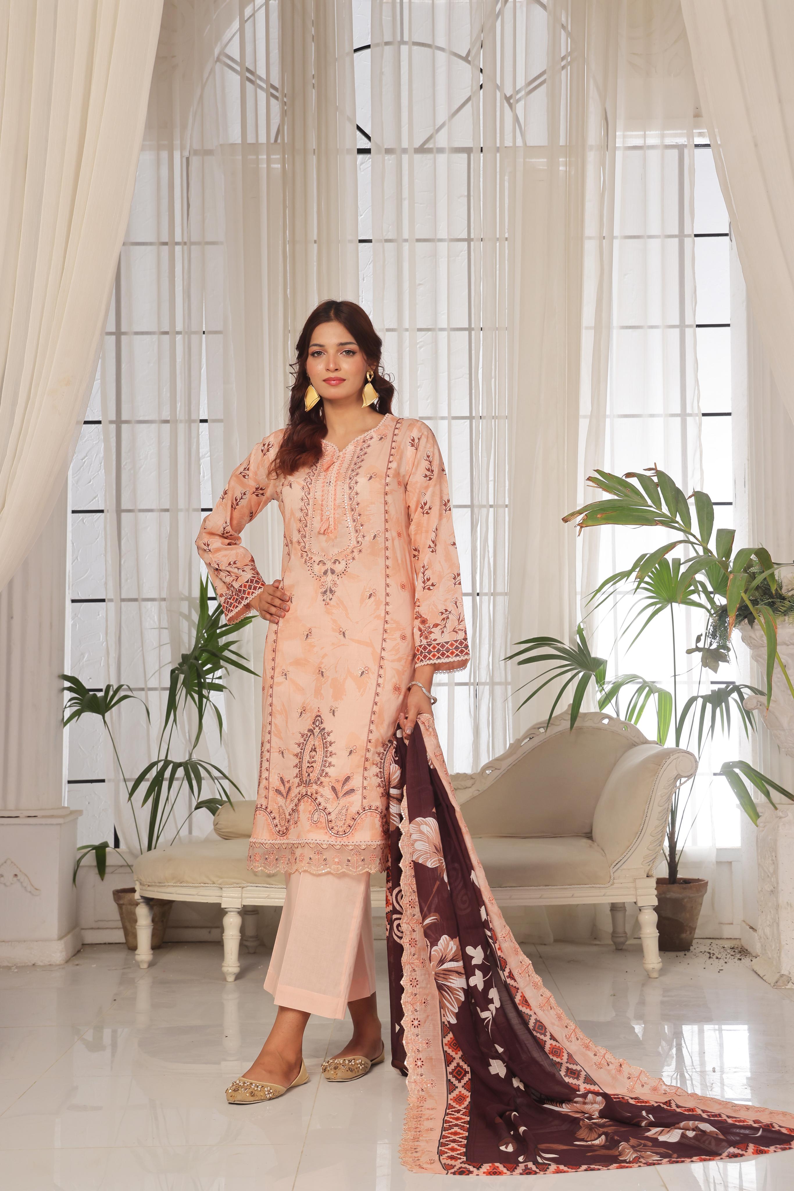 Dressline Launching New Unstitched  3 Pcs Premium Chikankari & Cutwork Emb Digital Printed Lawn Collection