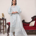 Abeeha By Dressline Stitched 3 Piece Organza Formals Collection'2025-abeeha-ltblue
