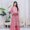 Dressline Mulberry Semi Stitched Luxury Emb Chiffon 3 Piece Suit