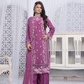 Dressline Mulberry Semi Stitched Luxury Emb Chiffon 3 Piece Suit