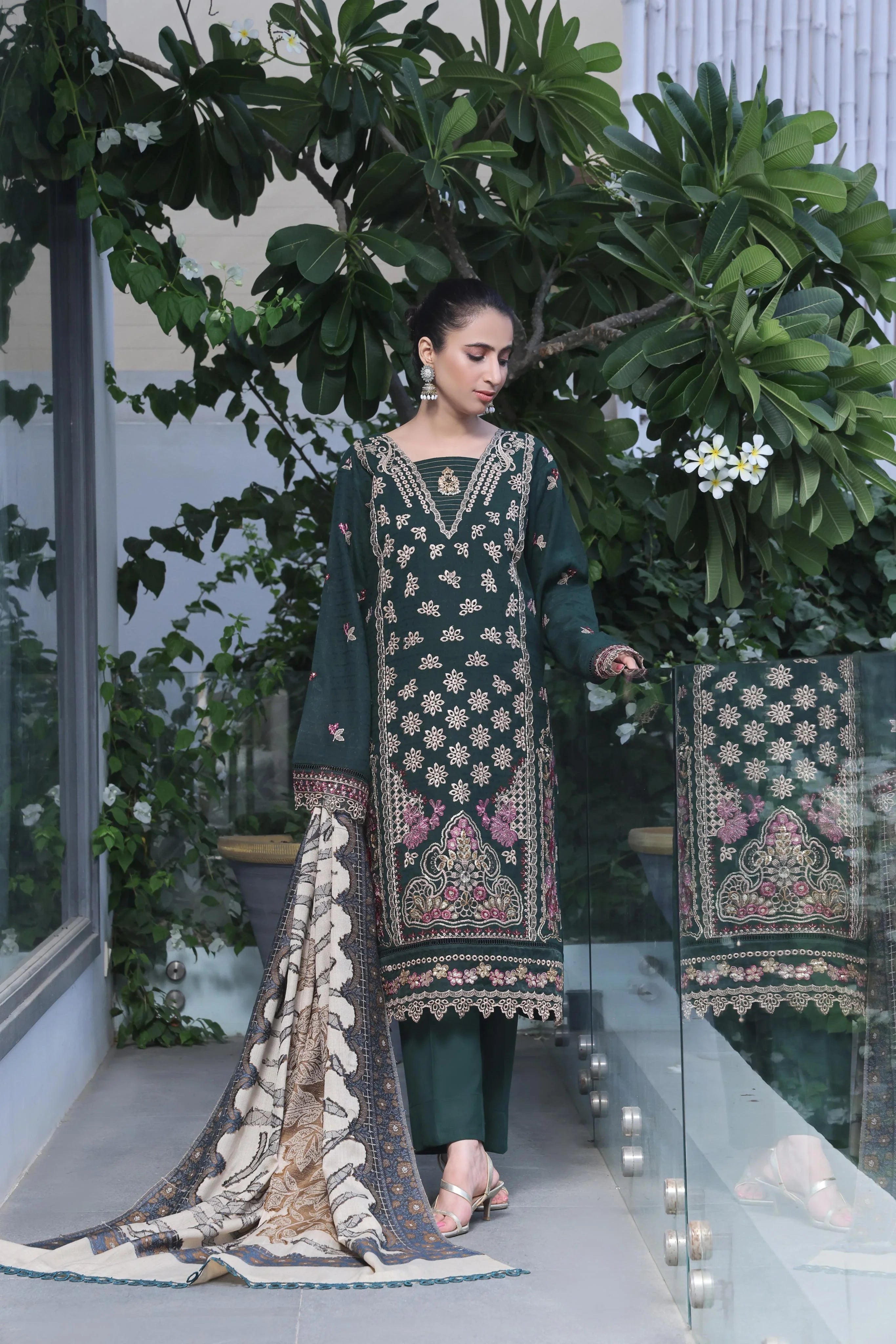 Dressline Semi Stitched 3 Pcs Luxury Emb  Khaddar Collection