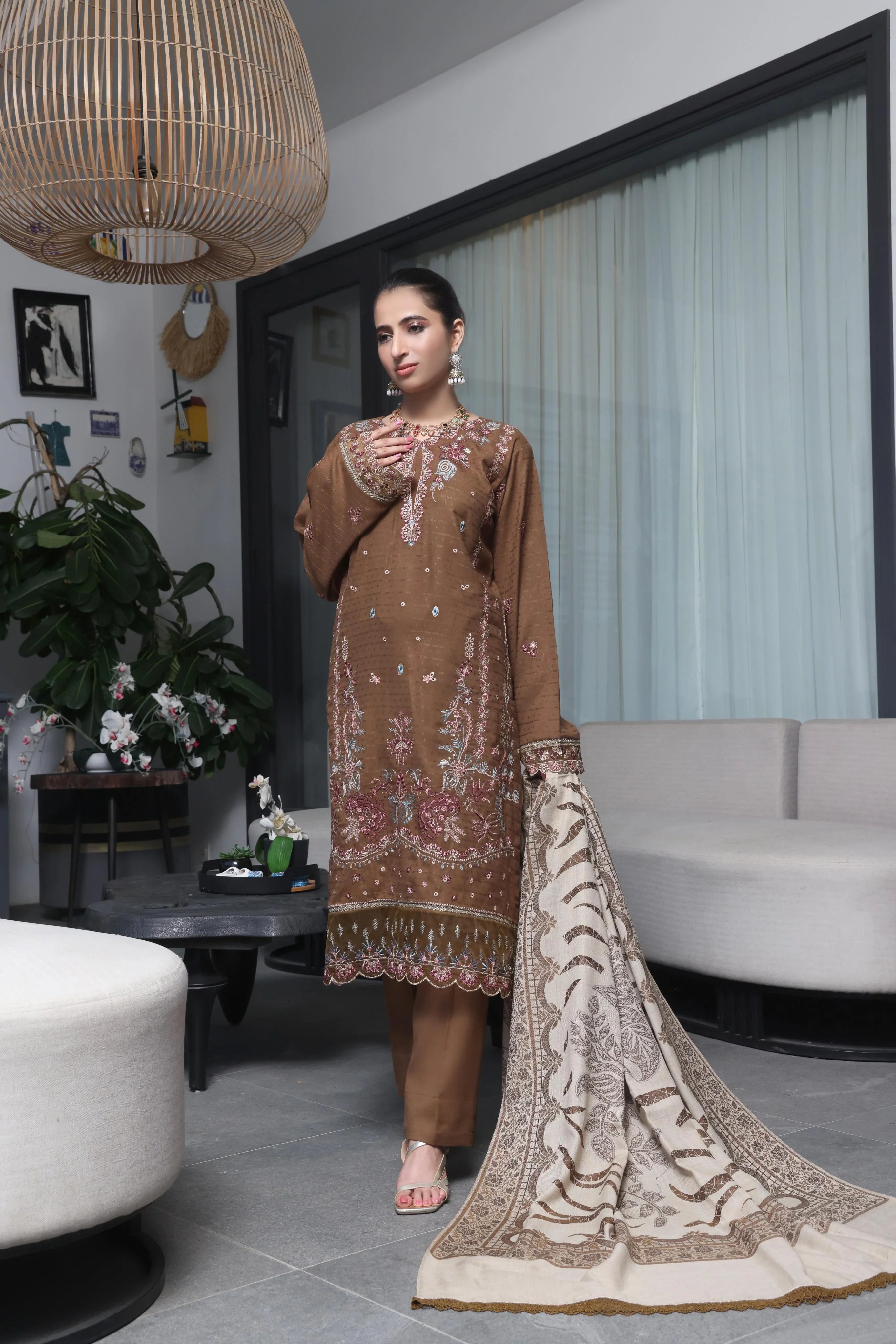 Dressline Semi Stitched 3 Pcs Luxury Emb  Khaddar Collection