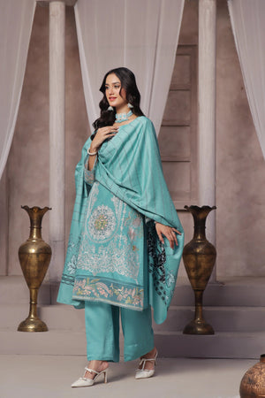 Dressline Semi Stitched 3 Pcs Emb Viscose Zari Collection