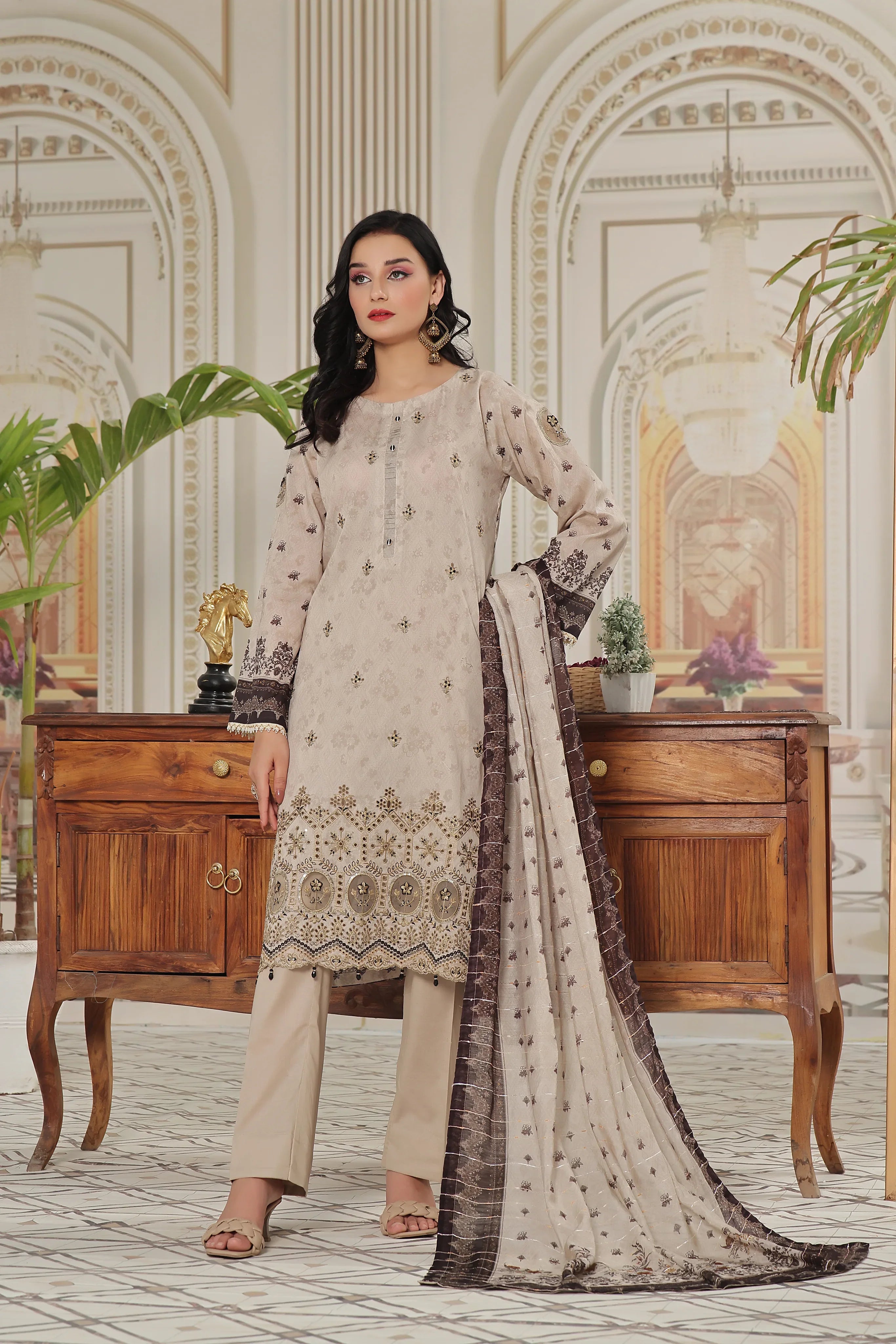 Dressline Un Stitched 3 Pcs Emb Chikankari Digital Printed Lawn Collection