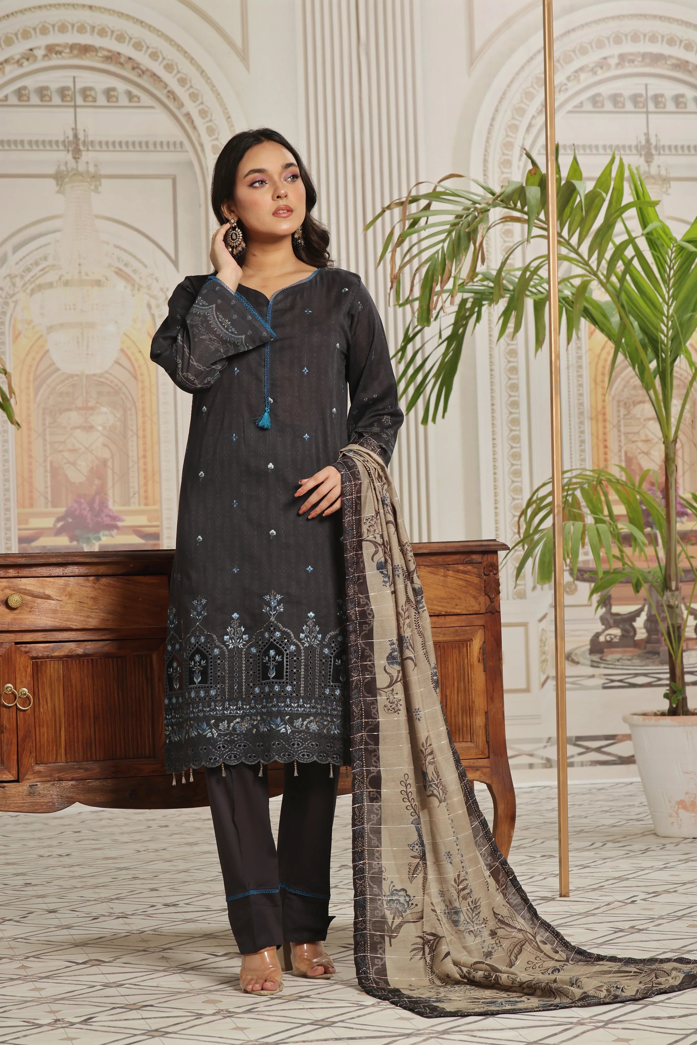 Dressline Un Stitched 3 Pcs Emb Chikankari Digital Printed Lawn Collection