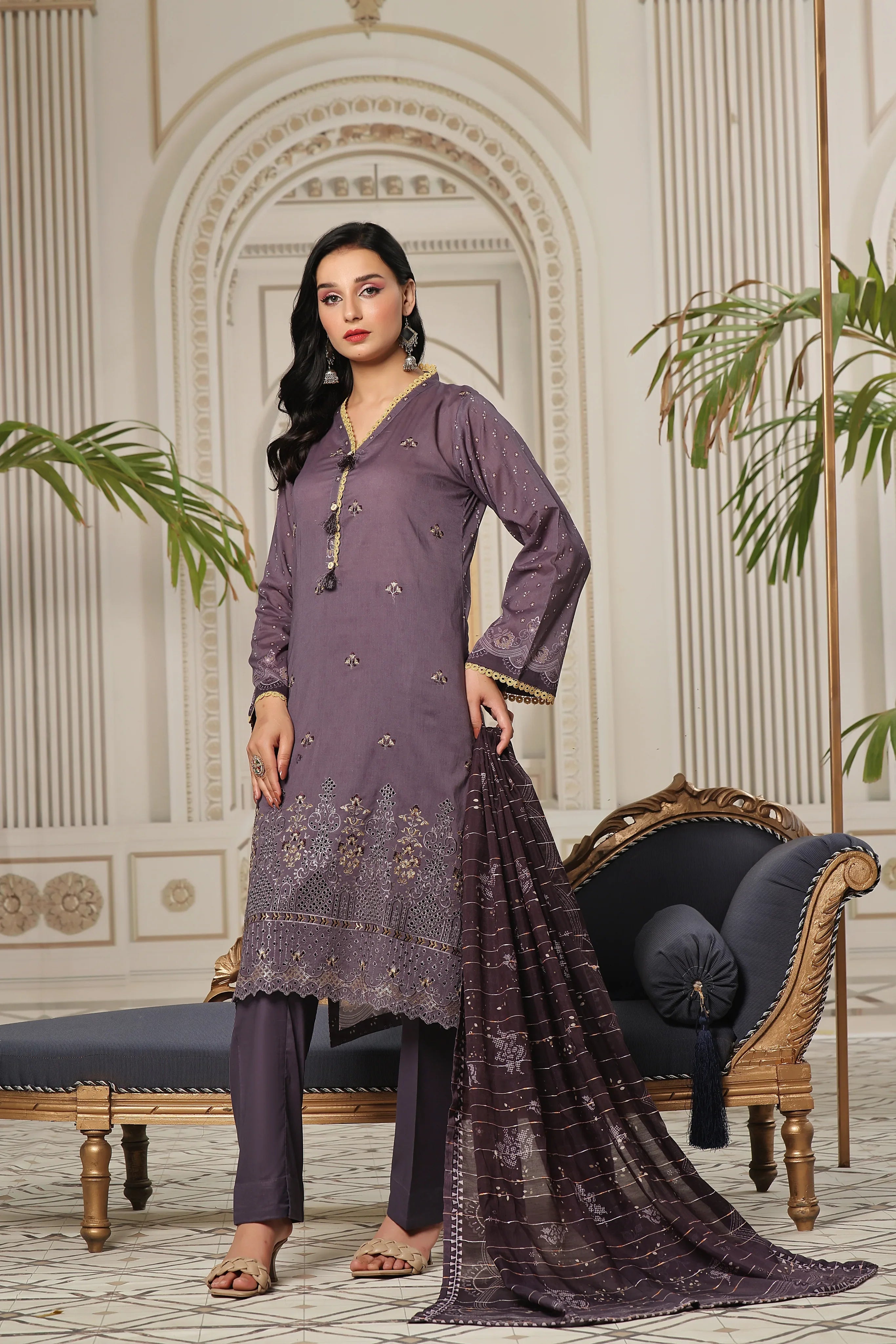 Dressline Un Stitched 3 Pcs Emb Chikankari Digital Printed Lawn Collection