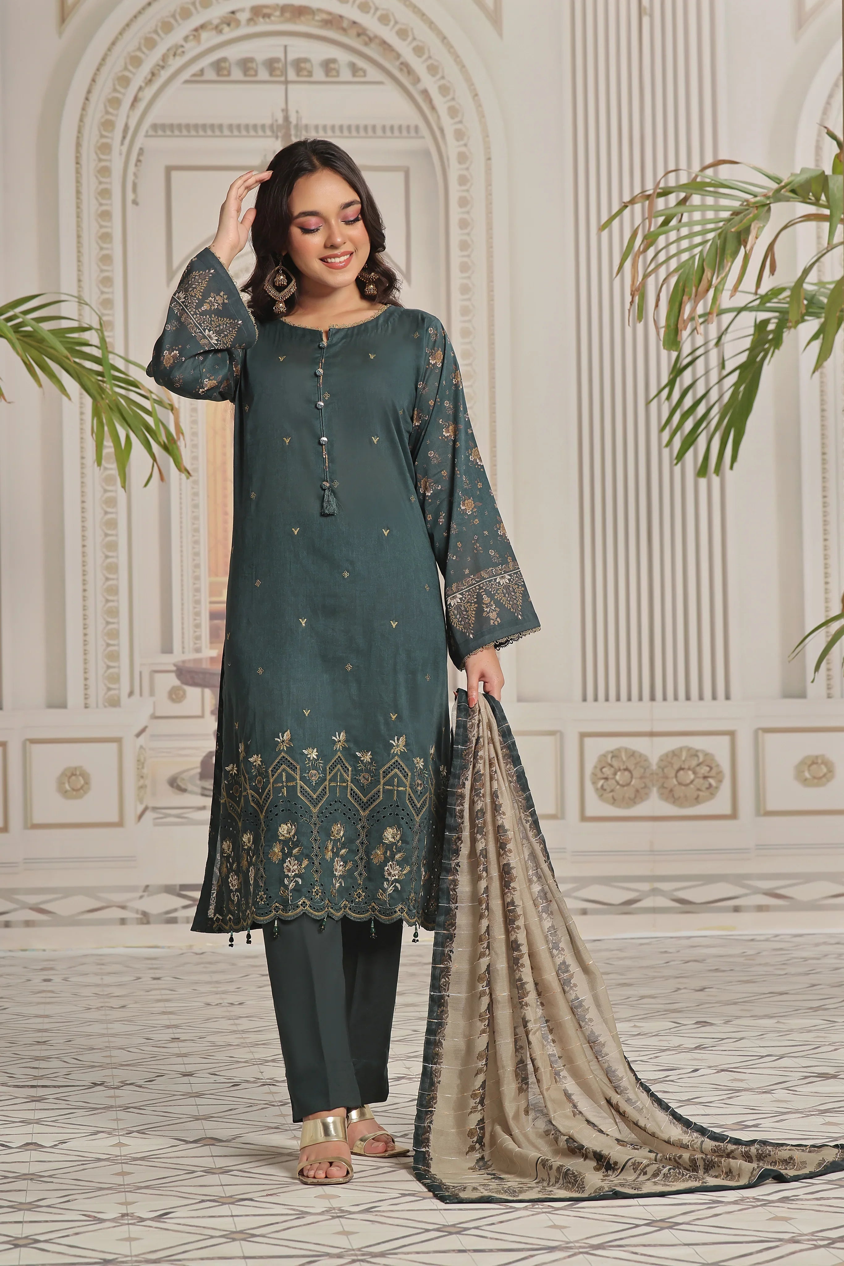 Dressline Un Stitched 3 Pcs Emb Chikankari Digital Printed Lawn Collection