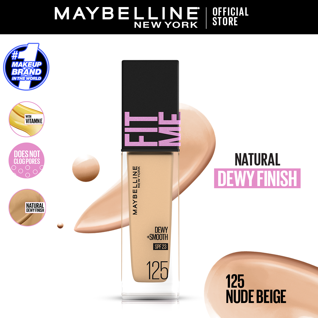 Maybelline Ny New Fit Me Dewy + Smooth Liquid Foundation Spf 23 - 125 Nude Beige 30Ml - For Normal To Dry Skin