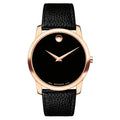 Movado Museum Classic Black Leather Black Dial Quartz Watch for Gents - 607060