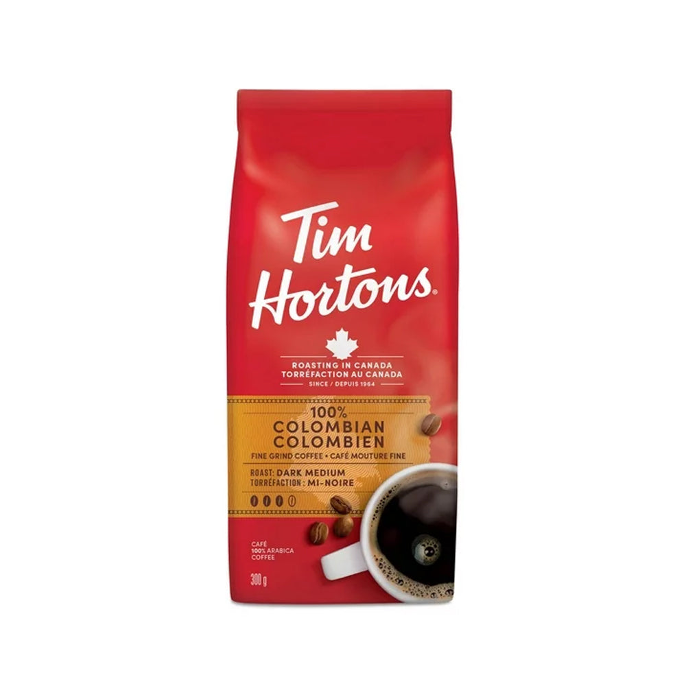 Tim Hortons 100% Colombian Dark Medium Roast Fine Grind Coffee 300g - Snapcart.pk