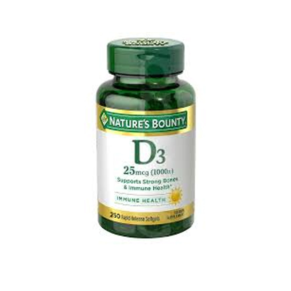Natures Bounty D3 25mcg (1000iu) Softgels 250s - Snapcart.pk