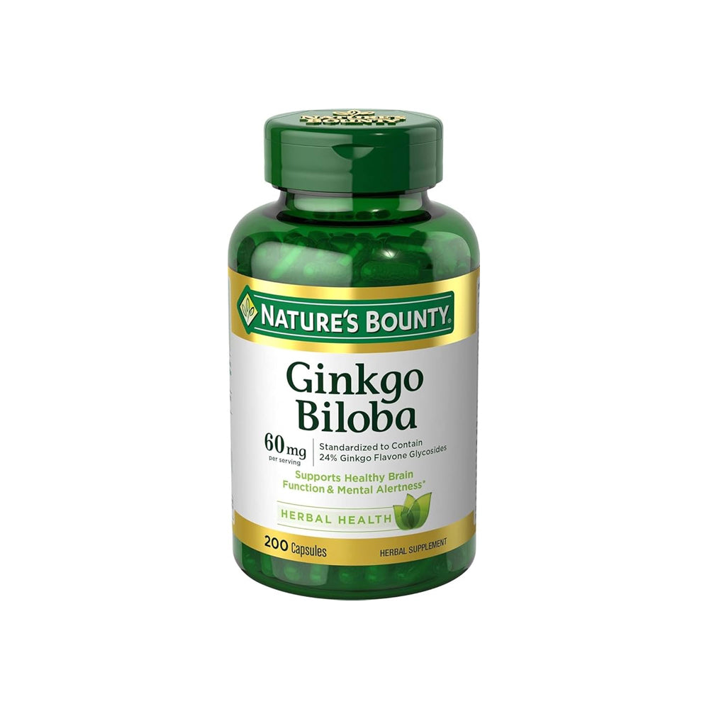Nature's Bounty Ginkgo Biloba 60mg 200 Capsules - Snapcart.pk