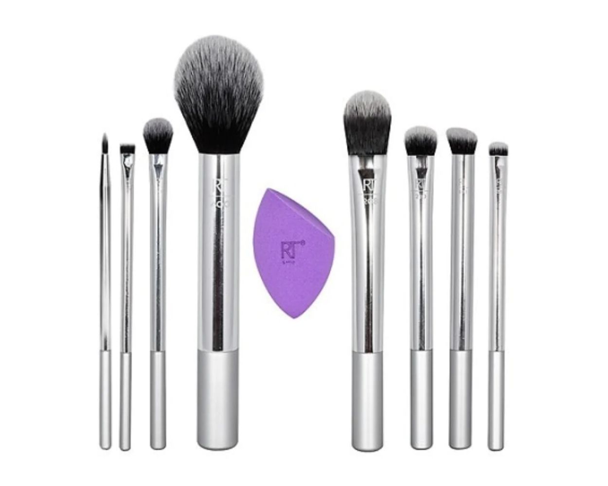Real Techniques Disco Glam Limited Edition Silver Makeup Brush Set 9 PC