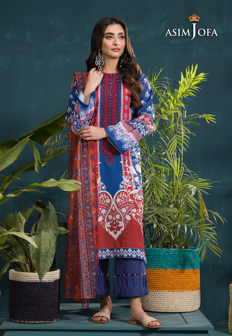Asim Jofa Gul Rung Pret Collection Ajgr-15 Embroidered Swiss Lawn 3 Pcs