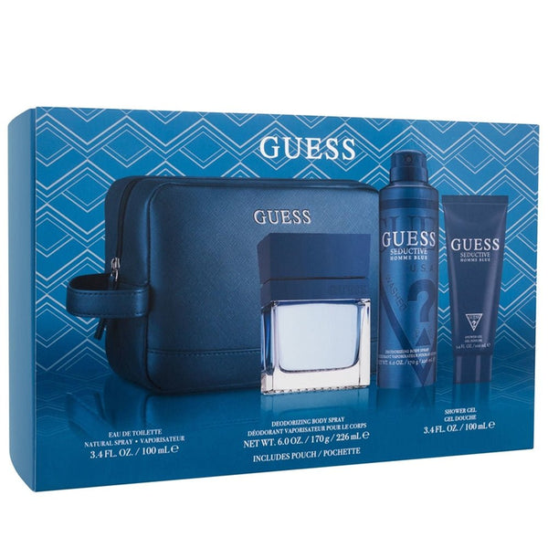 Guess Seductive Homme Blue Giftset EDT 100Ml+Body Spray 226Ml+Shower Gel 100Ml+Pouch